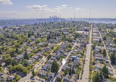Aerial photos of new DADU construction featuring our Ayva DADU floor plan located at 2448 Queen Anne Ave N, Seattle, WA 98109