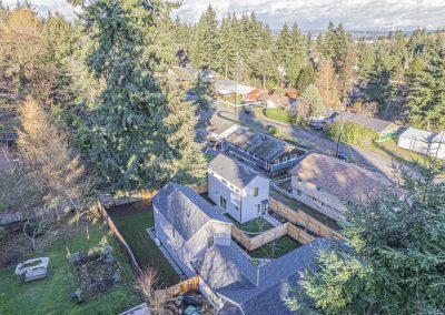 Aerial photos of new DADU construction featuring our Diana DADU floor plan located at 2518 NE 140th St., Unit C Seattle, WA 98125