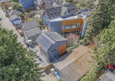 Aerial photos of new DADU construction featuring our Ayva DADU floor plan located at 2448 Queen Anne Ave N, Seattle, WA 98109