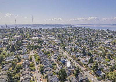 Aerial photos of new DADU construction featuring our Ayva DADU floor plan located at 2448 Queen Anne Ave N, Seattle, WA 98109