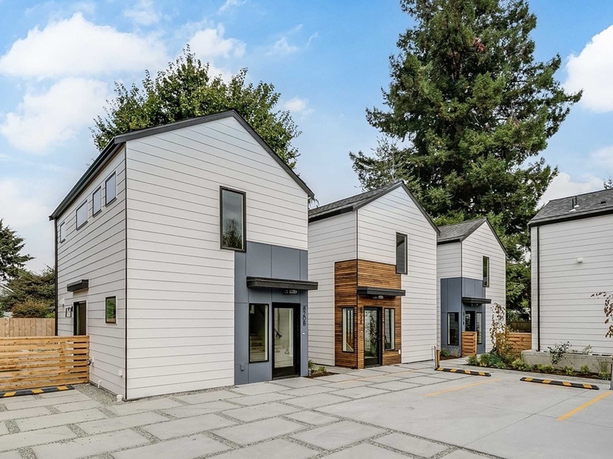 Construction of five DADU units featuring our Diana DADU floor plan which is 840 sq. ft. with 2 bedrooms and 2 bathrooms.