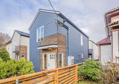 Seattle Backyard Cottage Construction - Exterior Unit A. This DADU features our "Diana DADU" floorpan which is 840 sq. ft. with 2 bedrooms and 2 bathrooms.