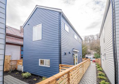 Seattle Backyard Cottage Construction - Exterior Unit A. This DADU features our "Diana DADU" floorpan which is 840 sq. ft. with 2 bedrooms and 2 bathrooms.