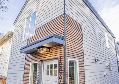 Seattle DADU Construction - Exterior Unit A. This DADU features our "Diana DADU" floorpan which is 840 sq. ft. with 2 bedrooms and 2 bathrooms.