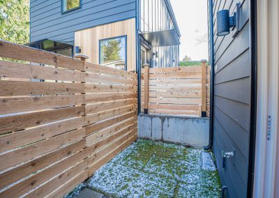 Exterior of a new Seattle DADU construction featuring our Lily DADU floor plan which is 612 sq. ft. with 1 bedroom and 1.5 bathrooms.