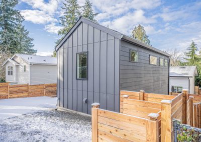 Exterior of a new DADU construction featuring our Diana DADU floor plan located at 10240 41st Ave SW Seattle, WA 98146