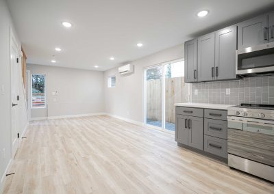 Seattle Backyard Cottage Construction - Interior Unit A. This DADU features our "Diana DADU" floorpan which is 840 sq. ft. with 2 bedrooms and 2 bathrooms.