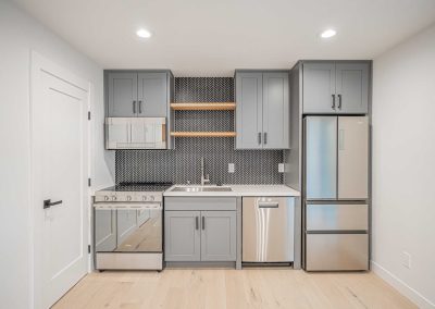 Interior of a new Seattle DADU construction featuring our Lily DADU floor plan which is 612 sq. ft. with 1 bedroom and 1.5 bathrooms.