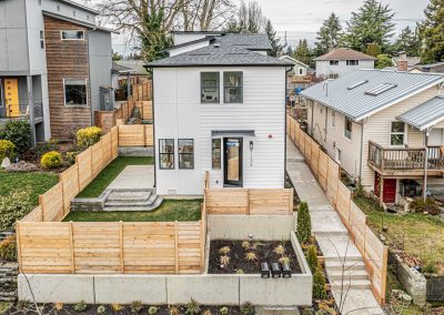 Aerial photos of a brand new SFR & ADU construction located at 8133 18th Ave SW Seattle, WA 98106