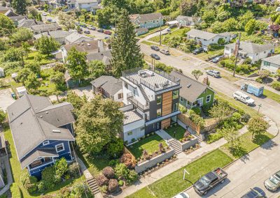 Aerial photos of a brand new SFR construction located at 2009 S Stevens St Seattle, WA 98144