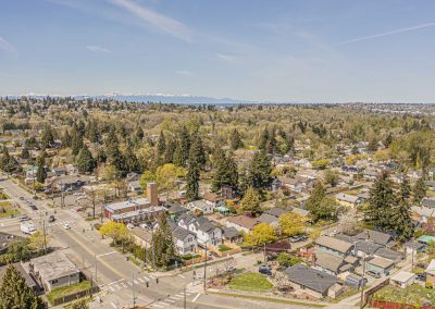 Aerial photos of a brand new SFR & ADU construction located at 7557 15th Ave SW Seattle, WA 98106