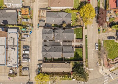 Aerial photos of a brand new SFR & ADU construction located at 7557 15th Ave SW Seattle, WA 98106