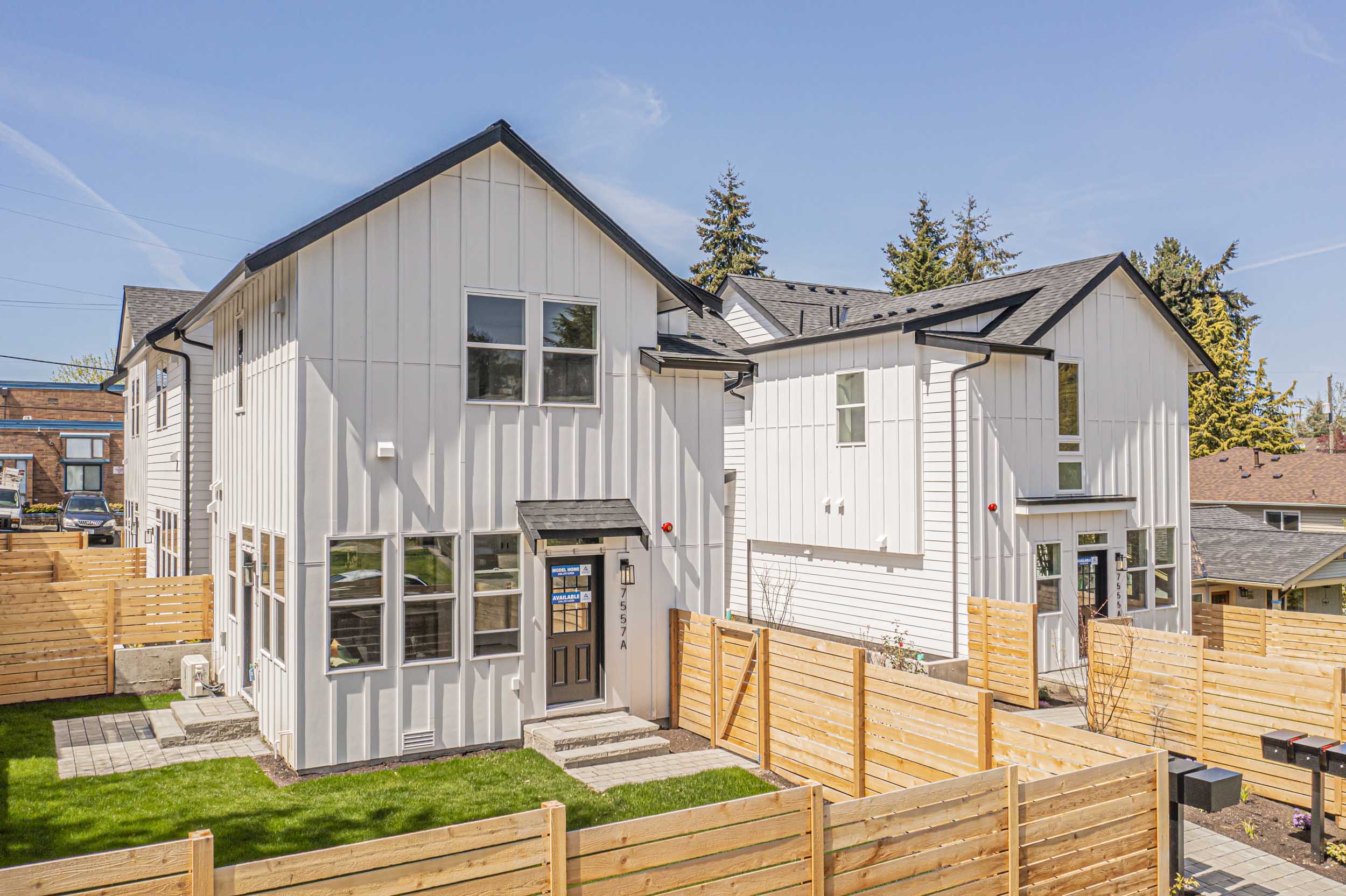 Aerial photos of a brand new SFR & ADU construction located at 7557 15th Ave SW Seattle, WA 98106