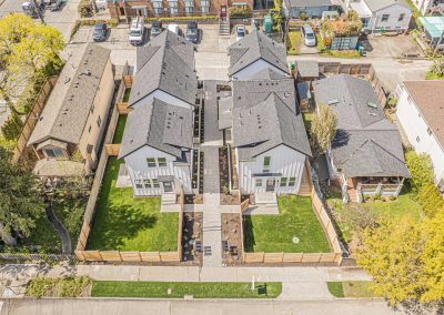 Aerial photos of a brand new SFR & ADU construction located at 7557 15th Ave SW Seattle, WA 98106