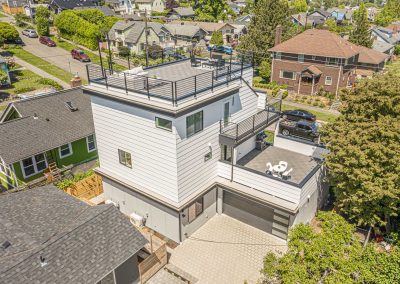 Aerial photos of a brand new SFR construction located at 2009 S Stevens St Seattle, WA 98144