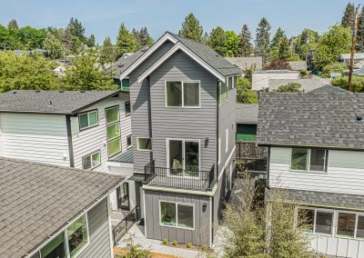 Aerial photos of a brand new SFR & ADU construction located at 4430 47th Ave SW, Seattle, WA 98116