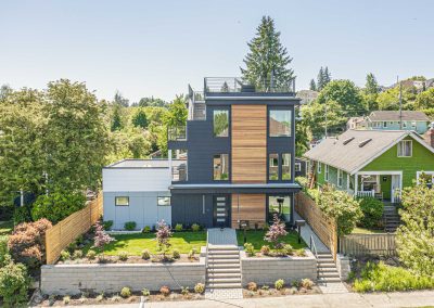 Aerial photos of a brand new SFR construction located at 2009 S Stevens St Seattle, WA 98144