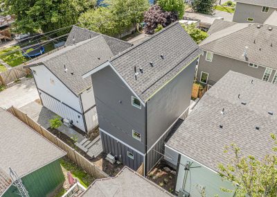 Aerial photos of a brand new SFR & ADU construction located at 4430 47th Ave SW, Seattle, WA 98116