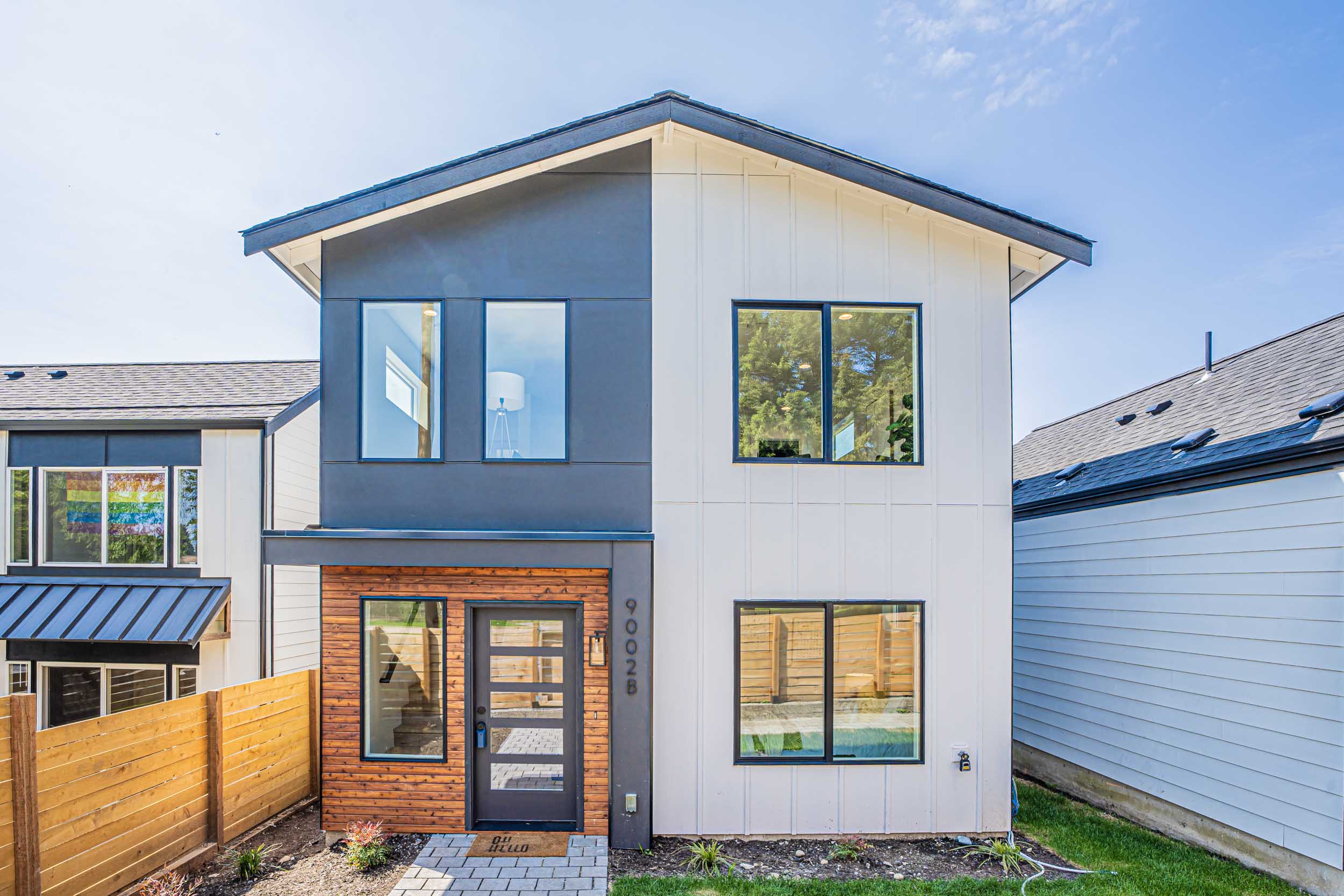 Exterior photos of a brand new ADU construction located at 9002B 12th Ave SW, Seattle, WA 98106