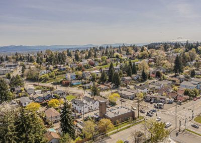 Aerial photos of a brand new SFR & ADU construction located at 7557 15th Ave SW Seattle, WA 98106
