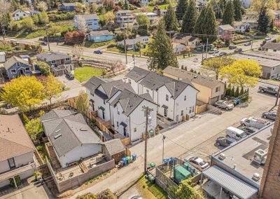 Aerial photos of a brand new SFR & ADU construction located at 7555 15th Ave SW Seattle, WA 98106